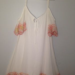 White, cold shoulder dress. Worn once